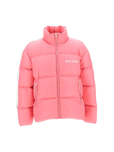Shop Palm Angels Logo Printed Track Down Jacket In Pink