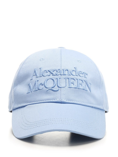 Shop Alexander Mcqueen Logo Embroidered Baseball Cap In Blue