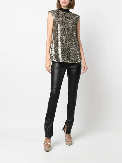 Roberto Cavalli Metallic Flocked Blouse In Neutrals
