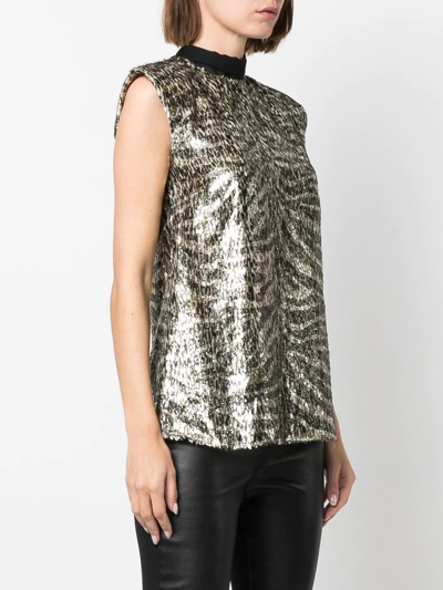 Roberto Cavalli Metallic Flocked Blouse In Neutrals
