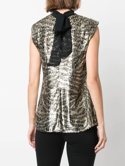 Roberto Cavalli Metallic Flocked Blouse In Neutrals