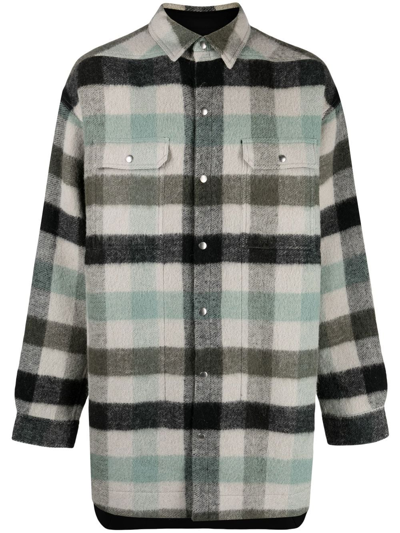 Shop Rick Owens Button-up Checked Shirt In Grau