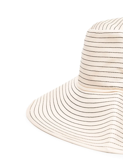 Shop Totême Striped-embroidered Sun Hat In Neutrals
