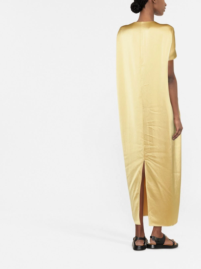 Totême Knot-detail Cape Maxi Dress In Yellow