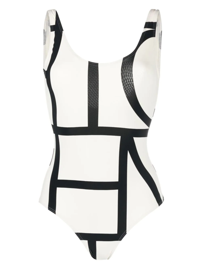 Shop Totême Monogram One-piece Swimsuit In White