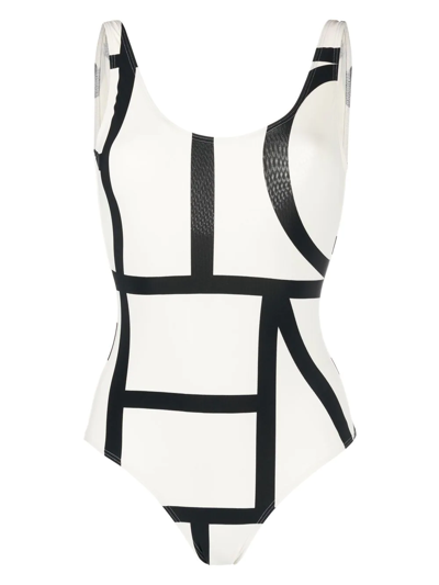 Totême Monogram Swimsuit Ecru In White
