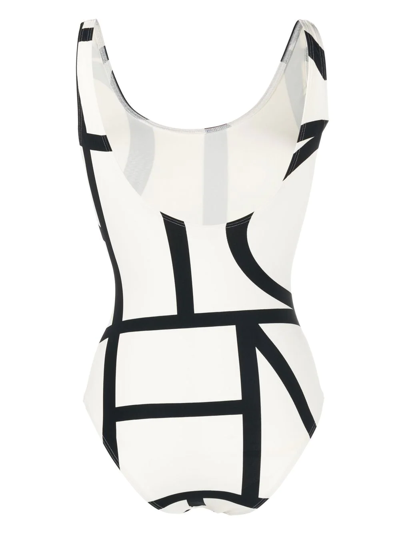 Shop Totême Monogram One-piece Swimsuit In White