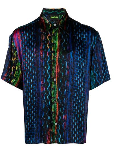 Shop Agr Snake-print Shirt In Blau