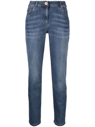 Shop Brunello Cucinelli Distressed-finish Denim Jeans In Blau