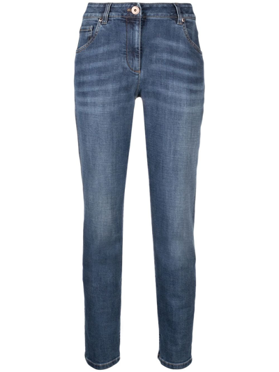 Brunello Cucinelli Distressed-finish Denim Jeans In Blau