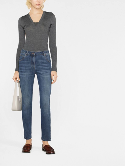 Brunello Cucinelli Distressed-finish Denim Jeans In Blau