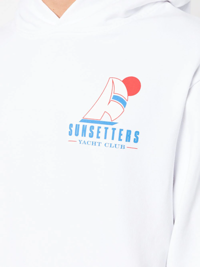 Shop Pasadena Leisure Club Sunsetter Logo-print Pullover Hoodie In White