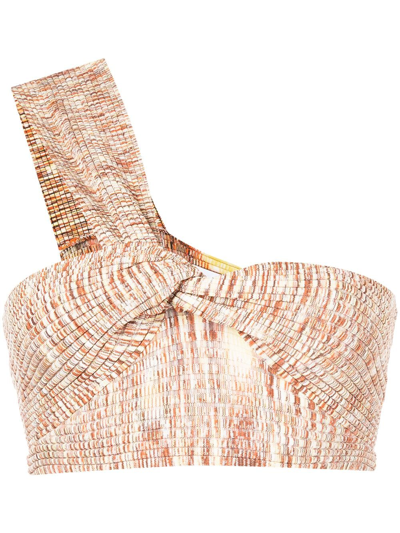 Shop Jonathan Simkhai Elyssa One-shoulder Cropped Top In Brown