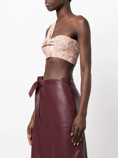 Shop Jonathan Simkhai Elyssa One-shoulder Cropped Top In Brown