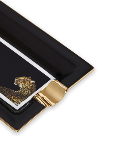 Dolce & Gabbana Leopard-print Porcelain Ash-tray In Black