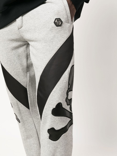 Shop Philipp Plein Skull-print Track Pants In Grey