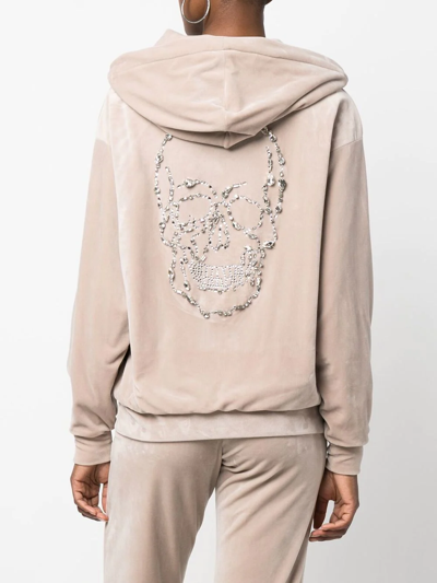 Philipp Plein Skull-appliqué Zip-up Hoodie In Nude
