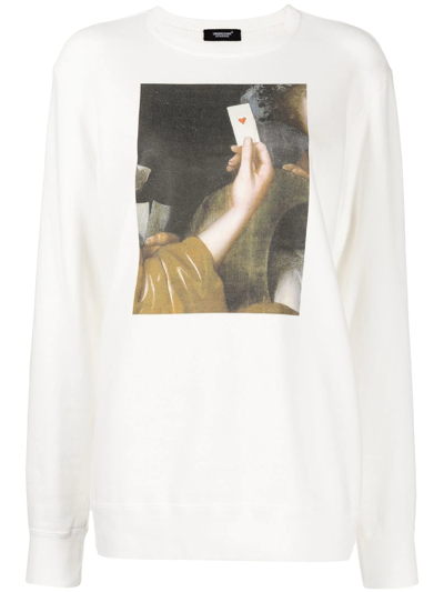 Shop Undercover Graphic-print Cotton Sweatshirt In White