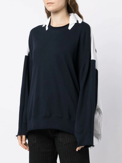 Shop Undercover Deconstructed Cotton Sweatshirt In Blue