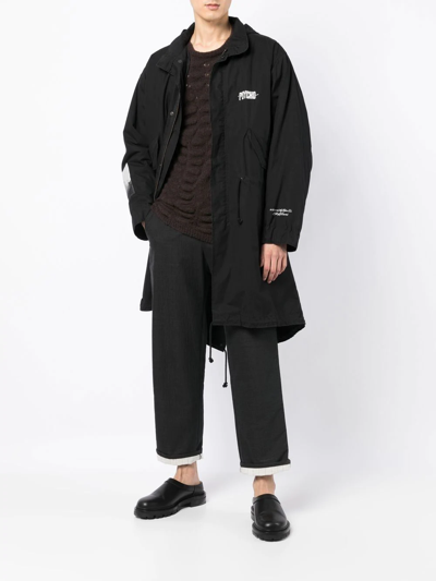Shop Undercover X Psycho Graphic-patch Coat In Black