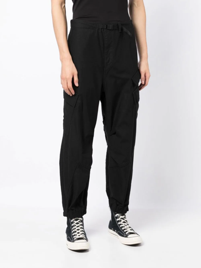 Shop Undercover Raw-cut Tapered Cargo Trousers In Black