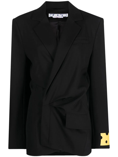 Shop Off-white Short Blazer Dress In Schwarz