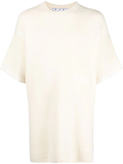 Shop Off-white Micro-boucle Knitted T-shirt In Nude