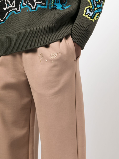 Shop Off-white Embroidered-logo Track Pants In Neutrals