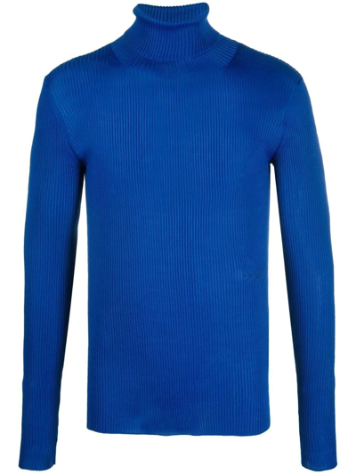 Shop Off-white Funnel-neck Long-sleeve Top In Blue