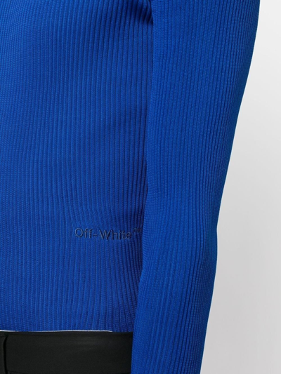 Shop Off-white Funnel-neck Long-sleeve Top In Blue