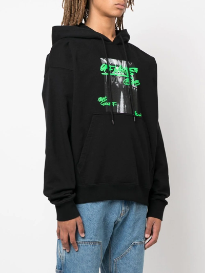 Shop Off-white Metro Type Skate Cotton Hoodie In Schwarz