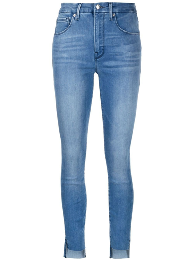 Shop Good American Good Legs Raw Step-hem Skinny Jeans In Blau