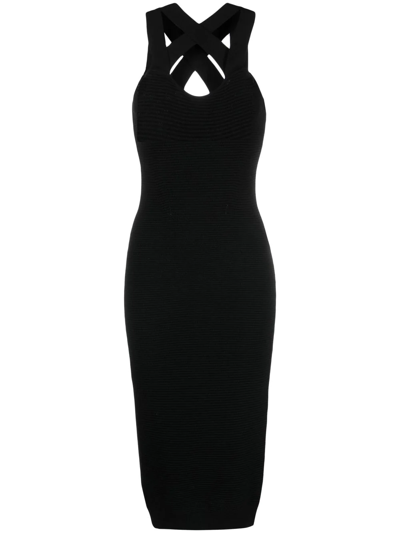 Shop Patou Criss-cross Straps Midi Dress In Schwarz