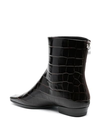 Shop Totême The Western Crocodile-effect Boots In Brown
