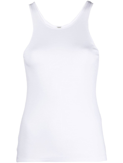 Totême Fine Curved Ribbed Tank Top In White