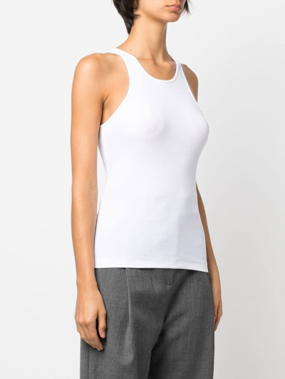 Shop Totême Fine Curved Ribbed Tank Top In White