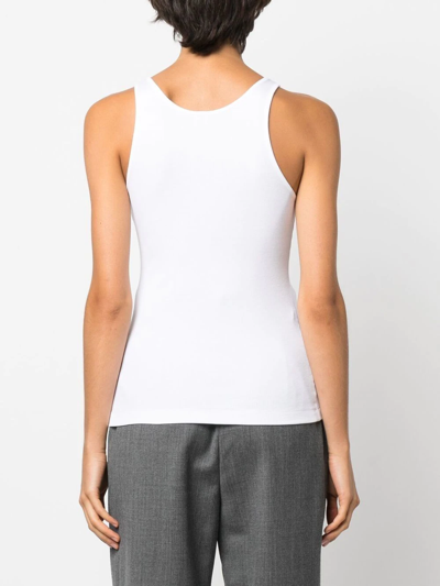 Totême Fine Curved Ribbed Tank Top In White