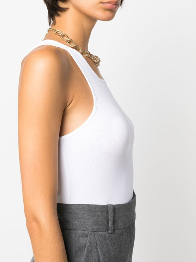 Totême Fine Curved Ribbed Tank Top In White