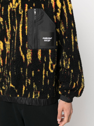 Ambush Multicolor Teddy Jacquard Sweatshirt In Schwarz