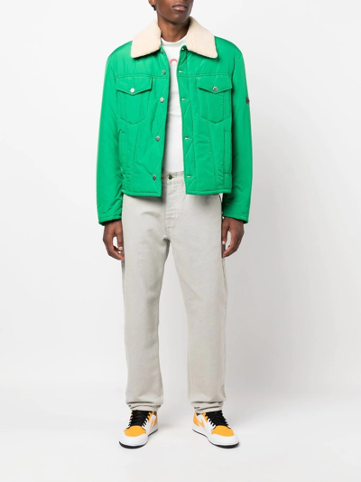 Shop Ambush Shearling-trim Logo-patch Jacket In Grün