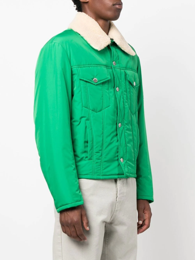 Shop Ambush Shearling-trim Logo-patch Jacket In Grün