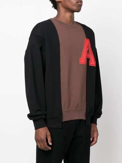 Ambush Logo Printed Color-block Crewneck Sweatshirt In Schwarz