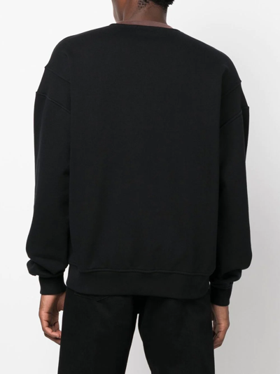 Ambush Logo Printed Color-block Crewneck Sweatshirt In Schwarz