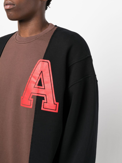 Ambush Logo Printed Color-block Crewneck Sweatshirt In Schwarz