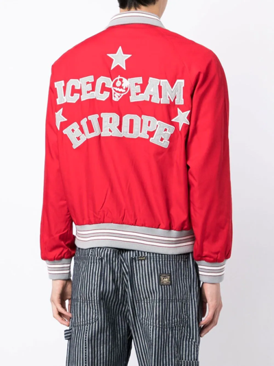 Shop Icecream Team Eu Skate Cone Bomber Jacket In Rot