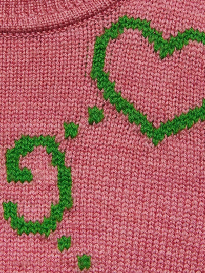 Shop Gucci Interlocking G Heart Jumper In Pink