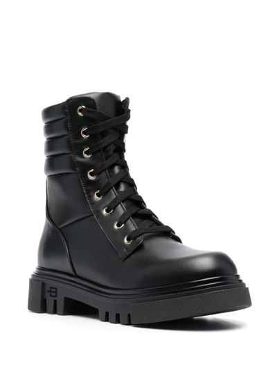 Shop Baldinini Leather Combat Boot In Schwarz