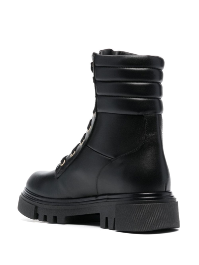 Shop Baldinini Leather Combat Boot In Schwarz