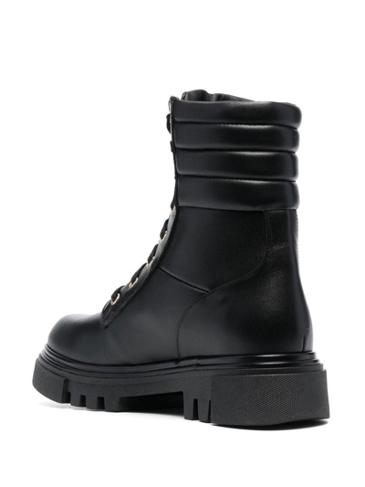 Baldinini Leather Combat Boot In Schwarz