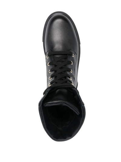 Baldinini Leather Combat Boot In Schwarz